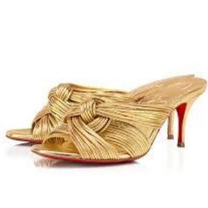 Christian Louboutin MULTITASKI 70 Woven Leather Mules Sandals Heels Shoes